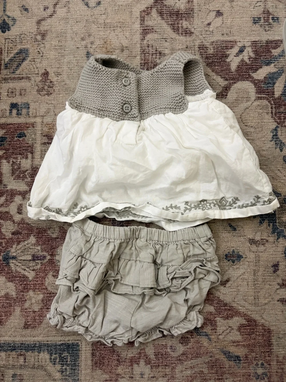 Gymboree Gray and White Bow Tank Top with Matching Bloomers